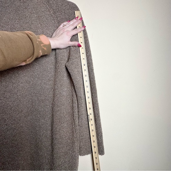 J. Jill Velvet Trim Merino Wool Silk Blend Brown Cardigan Duster Size Medium - Picture 15 of 16